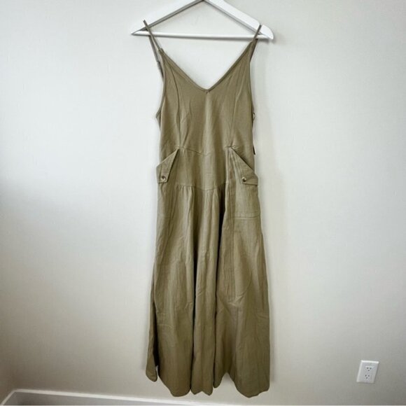 Free People Soledad Midi Dress in Khaki size S - Picture 6 of 11